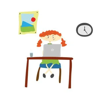 Girl is working Stock Illustration