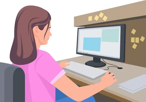 Girl Working Stock Illustration
