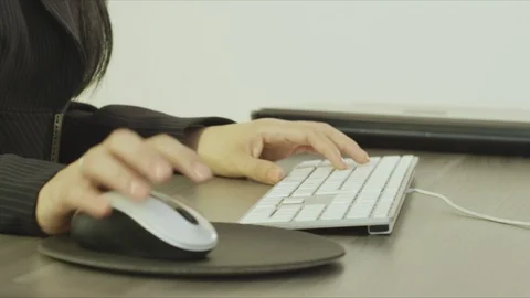 Girl Working in Office at Computer Stock Footage 96185463