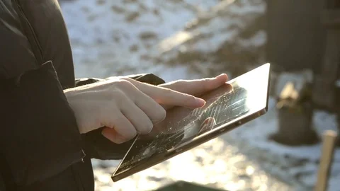 Girl working tablet Stock Footage 71555244