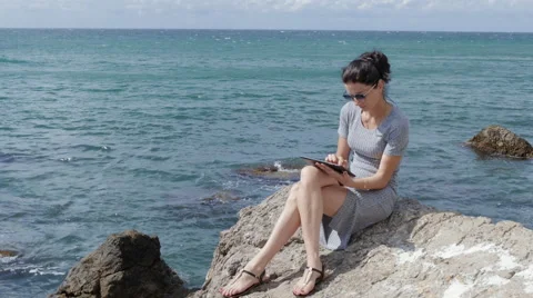 Girl Working With Tablet Pc Stock Footage 65888161