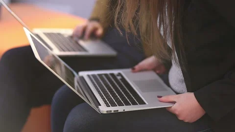 Girl Working Using Laptop Stock-Footage 88654081