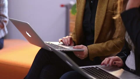 Girl Working Using Laptop Stock Footage 88655480