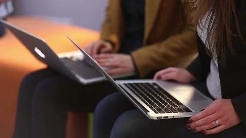 Girl Working Using Laptop Stock Footage 88655814
