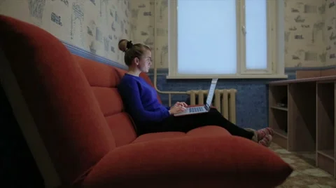 Girl works at the computer Stock Footage 59961855