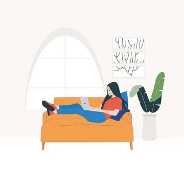 The girl works at the computer Stock Illustration