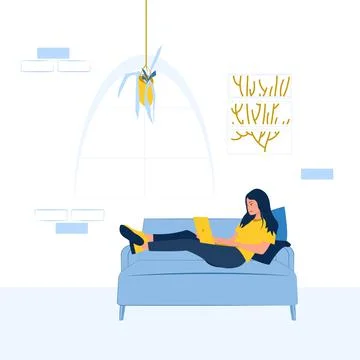 The girl works at the computer Stockillustratie