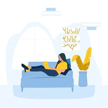 The girl works at the computer Stock Illustration