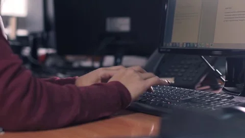 A girl writes a letter to the client by e-mail Stock Footage 82137490