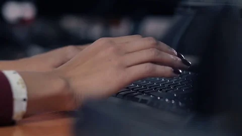 A girl writes a letter to the client by e-mail. close-up Stock Footage 82137644