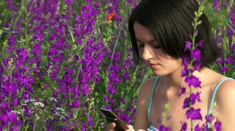 Girl wrote a message Stock Footage 735142