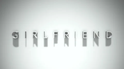 Girlfriend 3D title animation with shadows on a white background Stock Footage 296050798