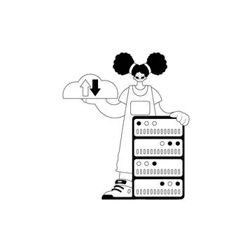 Girlfriend and waiter . cloud memory typography . black and lacuna cable ar.. Stock-Illustration