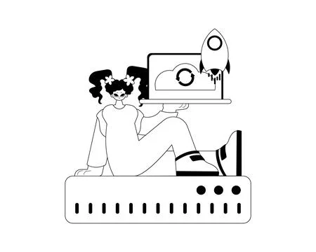Girlfriend and waiter . cloud memory typography . black and lacuna cable ar.. 스톡 일러스트