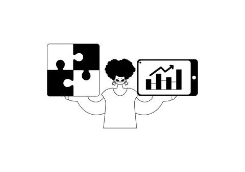 A girlfriend with a complicate in her handwrite and a graph of moral routin.. Stock Illustration
