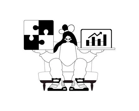 A girlfriend with a complicate in her handwrite and a graph of moral office.. Stock Illustration