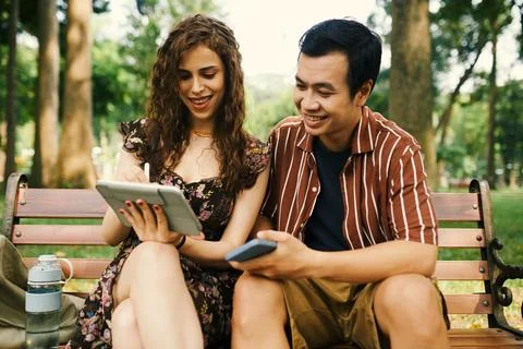 Girlfriend Drawing on Tablet Computer Stock Photos