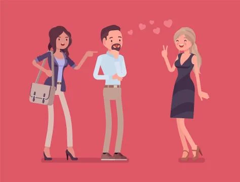Girlfriend feeling jealous Stock Illustration