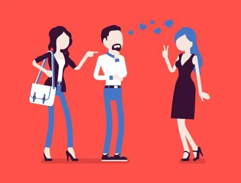 Girlfriend feeling jealous Stock Illustration