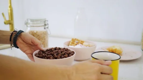 Girlfriend have flake on breakfast Video stock 111267101