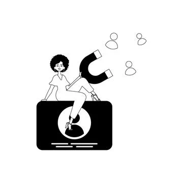 The girlfriend is holding a drawstring circumference unwrap control empanel.. Stock Illustration