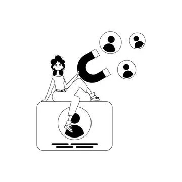 The girlfriend is holding a drawstring circumference unwrap control empanel.. Stock Illustration