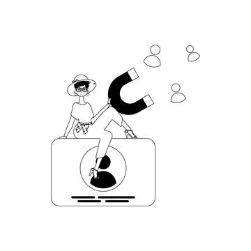 The girlfriend is holding a drawstring circumference unwrap control empanel.. Stock Illustration