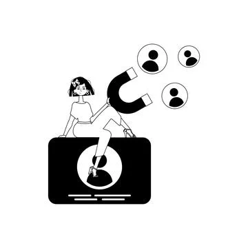 The girlfriend is holding a drawstring circumference unwrap control empanel.. Stock Illustration