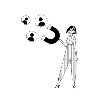 The girlfriend is holding a drawstring circumference unwrap control empanel t Stock Illustration
