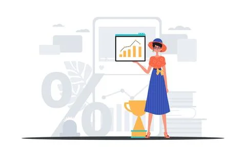The girlfriend holds a graph with plus moral effect in his guide . digital co Stock Illustration