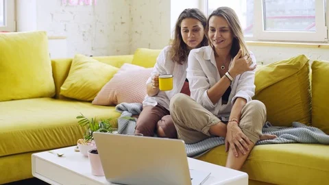 Girlfriends in apartment Stock Footage 110897861