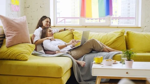 Girlfriends in apartment Stock Footage 111267346