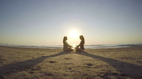 Girlfriends doing breath exercises Stock Footage 71998443