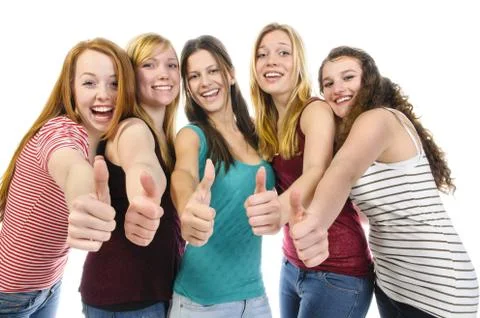 Girlfriends doing Thumbs Up Stock Photos