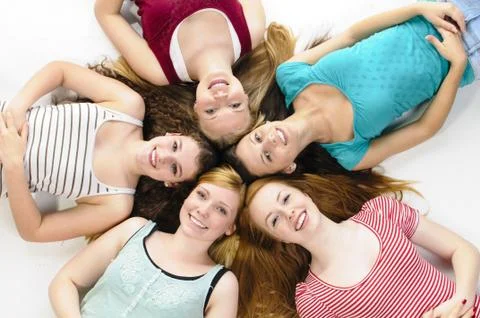 Girlfriends lying Stock Photos