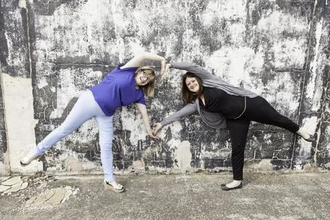 Girlfriends posing and having fun, friendship and joy Stock Photos