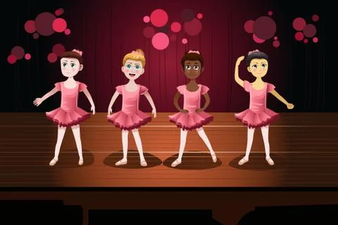 Girls in a Ballet Performance Stock Illustration
