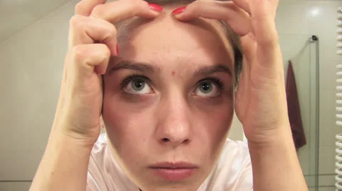 Girls bathroom routine Stock Footage 24674404