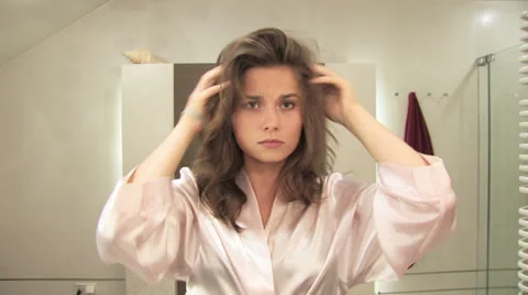 Girls bathroom routine Stock Footage 24674494