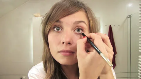 Girls bathroom routine Stock Footage 24674522