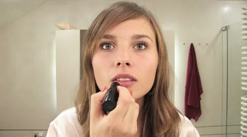 Girls bathroom routine Stock Footage 24674558