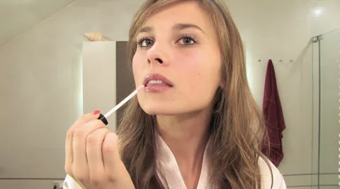 Girls bathroom routine Stock Footage 24674734