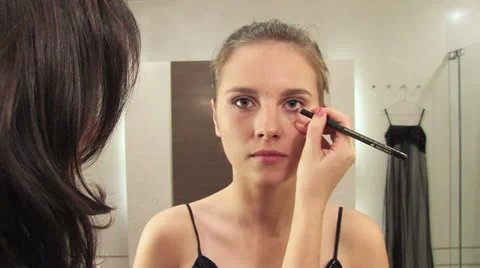 Girls bathroom routine Stock Footage 24674886