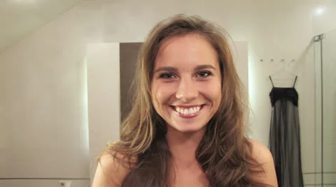 Girls bathroom routine Stock Footage 24674892