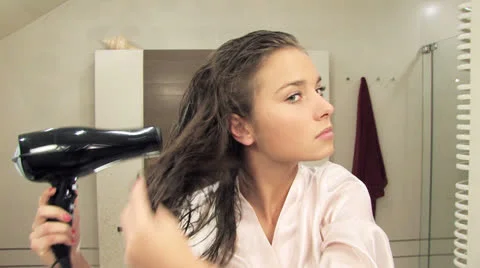 Girls bathroom routine Stock Footage 24674902