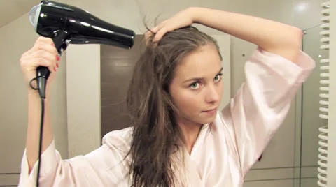 Girls bathroom routine Stock Footage 24675353