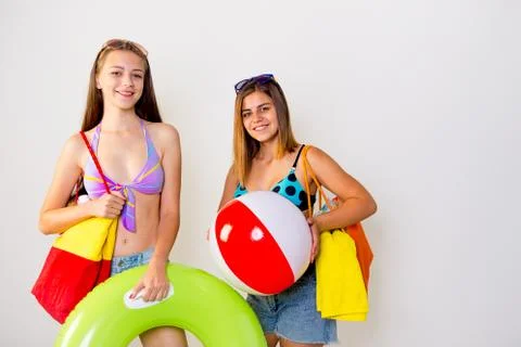 Girls on a beach Stock Photos