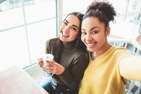 Girls in cafe Stock Photos