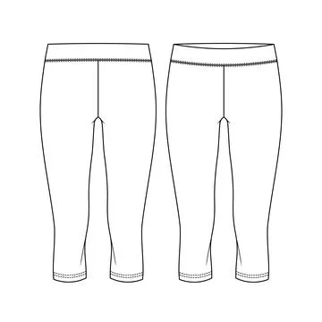 Girls Capri Length Legging fashion flat sketch template Stock Illustration