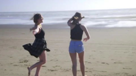 Girls dance at beach Video stock 52745655